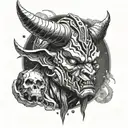 Overlord Anime inspired Minotaur with a space themed background tattoo design idea
