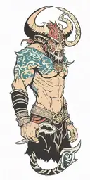 Kaleidescope minotaur tattoo design idea
