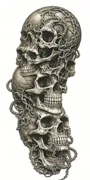 Skull and scorpion intertwined tattoo design idea