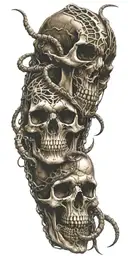 Skull and scorpion intertwined tattoo design idea