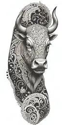 Kaleidescope bull head with lots of depth and movement  tattoo design idea