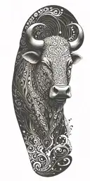 Kaleidescope bull head with lots of depth and movement  tattoo design idea
