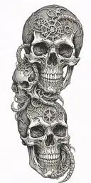 Skull and scorpion intertwined tattoo design idea