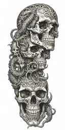 Skull and scorpion intertwined tattoo design idea