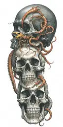  Color Skull and scorpion tattoo design idea