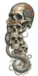  Color Skull and scorpion tattoo design idea