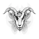 goat with roses tattoo design idea