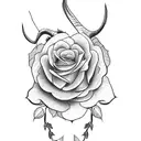 goat with roses tattoo design idea