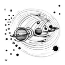 solar system planets with the Sun tattoo design idea