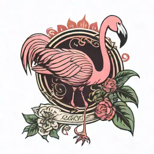 pink flamingo standing, red hot chilli peppers logo tattoo design idea