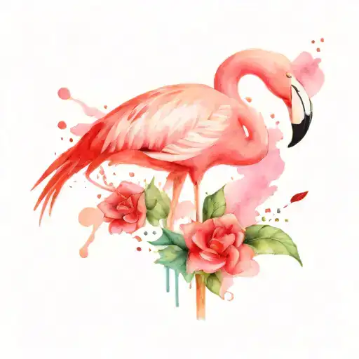 pink flamingo standing, red hot chilli peppers logo tattoo design idea