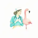 A nurse (RN) holding a flamingo with chill pepper tattoos tattoo design idea