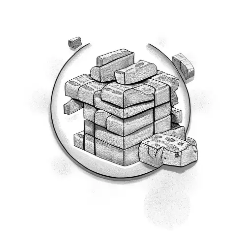 brick wall with money tattoo design idea