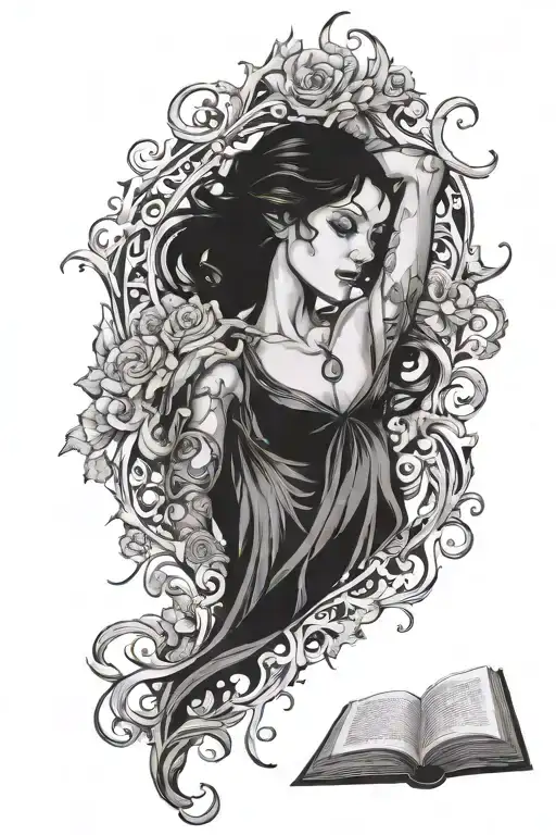 dark romance book tattoo design idea