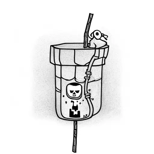 stick man drinks poison stood next to stickman and has thought bubble of the other stickman dead) tattoo design idea