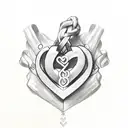 A sketch of your children's initials intertwined with a heart tattoo design idea