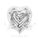 A sketch of your children's initials intertwined with a heart tattoo design idea