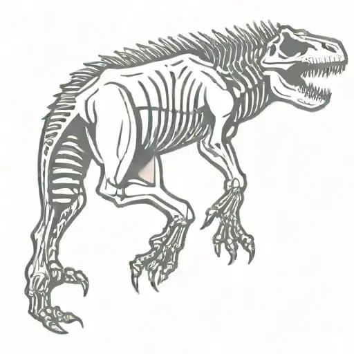 big foot stepping on a dinosaur skeleton tattoo design idea