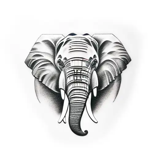 Create a realistic portrait of an elephant wearing triathlon gear tattoo design idea
