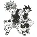 goku con una niña y un niño mas pequeño tattoo design idea