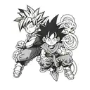 goku con una niña y un niño mas pequeño tattoo design idea