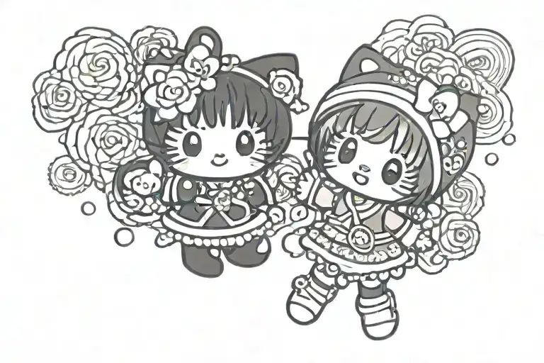 kuromi hello kitty tattoo design idea