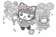 kuromi hello kitty tattoo design idea