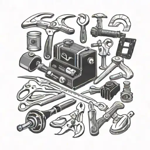 woodworking hand tools arranged tattoo design idea