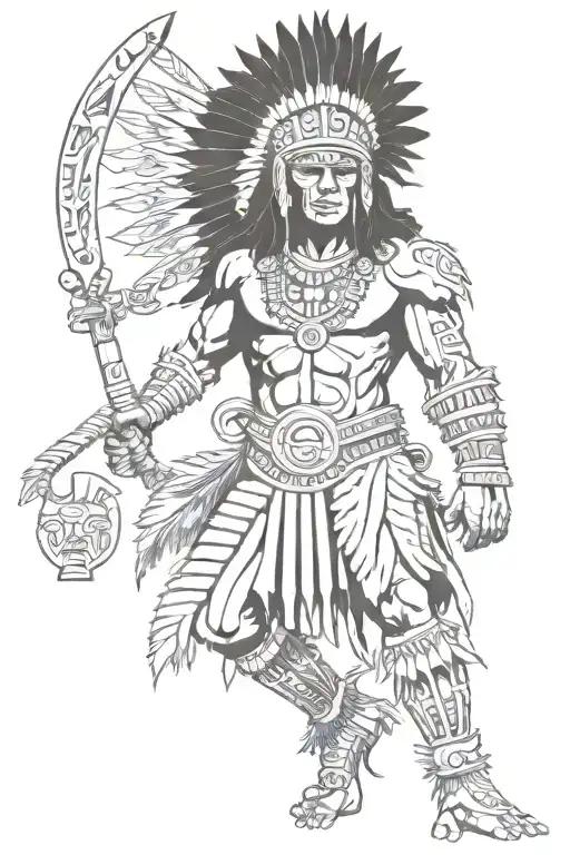 taino indian warrior greek god aztek style tattoo design idea