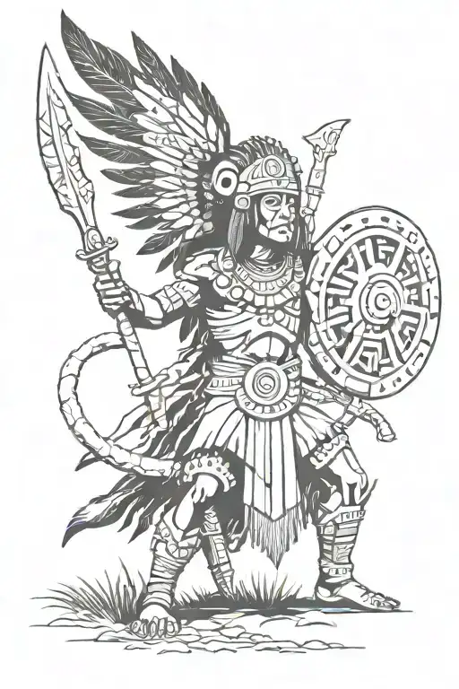 taino indian warrior greek god Aztec style tattoo design idea