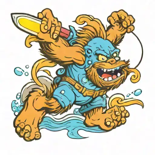 baby bigfoot fishing tattoo design idea