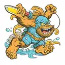 baby bigfoot fishing tattoo design idea