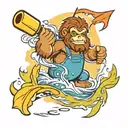 baby bigfoot fishing tattoo design idea