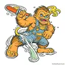 baby bigfoot fishing tattoo design idea