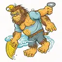 baby bigfoot fishing tattoo design idea