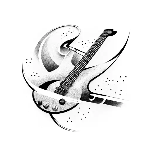 japanese car and bass guitar tattoo design idea