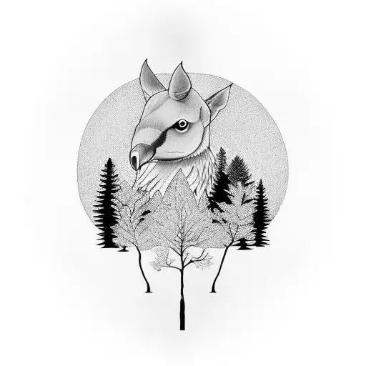 A nature-inspired sleeve tattoo featuring various animals and trees tattoo design idea