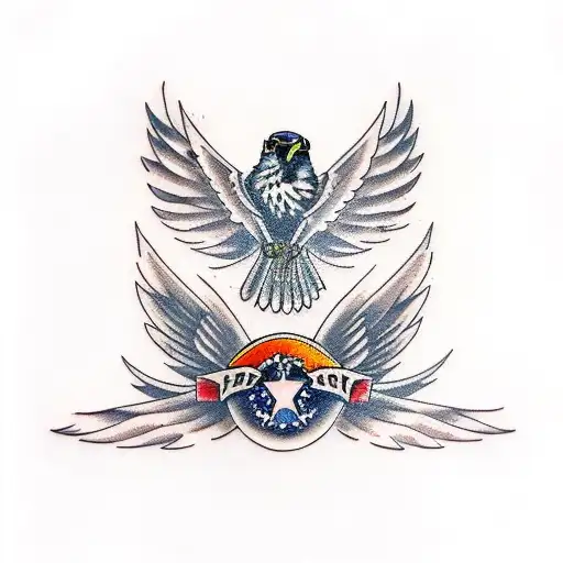 falcon Open wings tattoo design idea