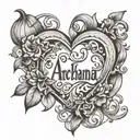 archana name hidden in tatto design of a heart tattoo design idea