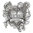 archana name hidden in tatto design of a heart tattoo design idea