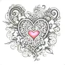 archana name hidden in tatto design of a heart tattoo design idea