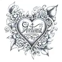 archana name hidden in tatto design of a heart tattoo design idea
