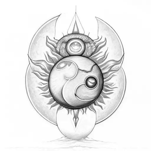 scarab with sun and moon on the shell tattoo design idea