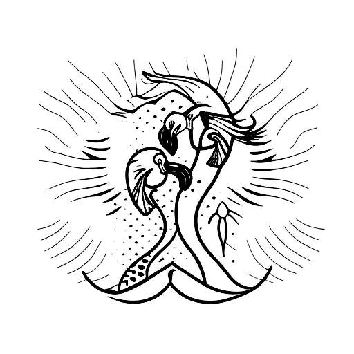 flamingo and mermaid tattoo design idea