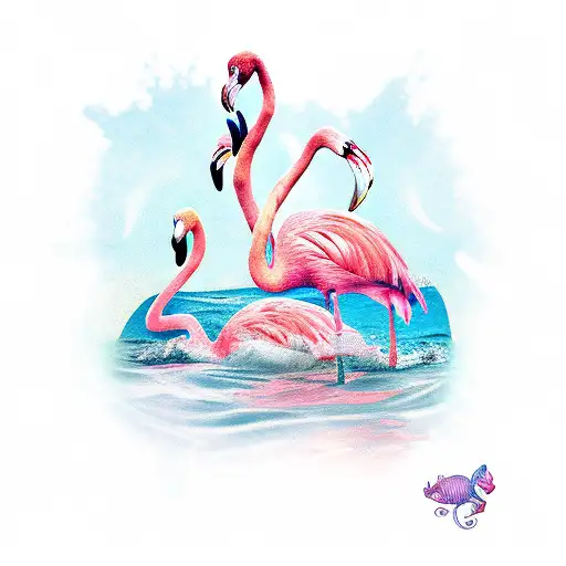 flamingo and mermaid tattoo design idea