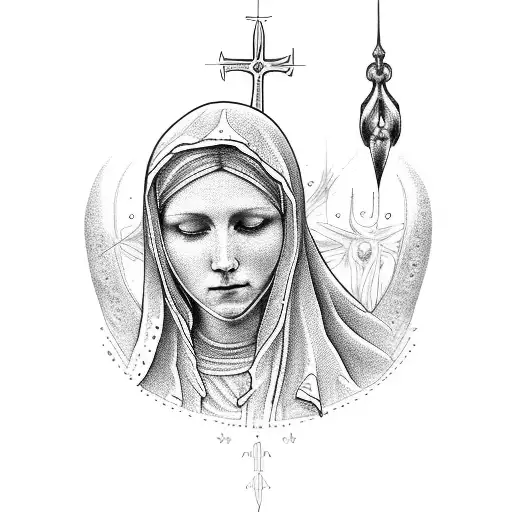 virgin Mary of the pain tattoo design idea