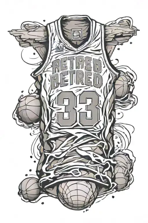 retired basketball jersey tattoo design idea