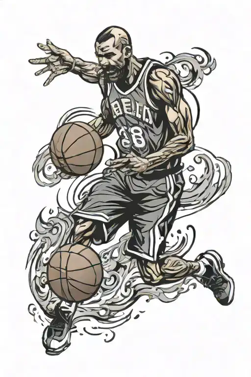 retired basketball jersey tattoo design idea