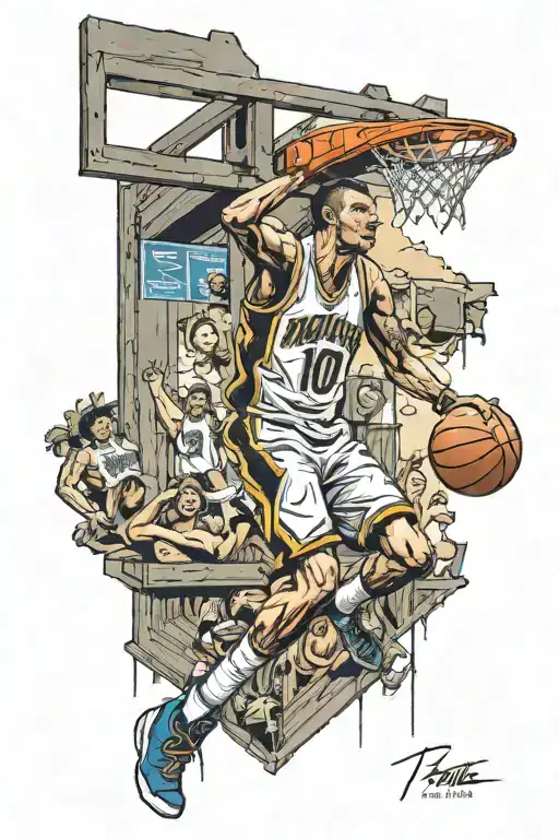 basketball jersey number 10, retired and hanging from rafters, no human  tattoo design idea
