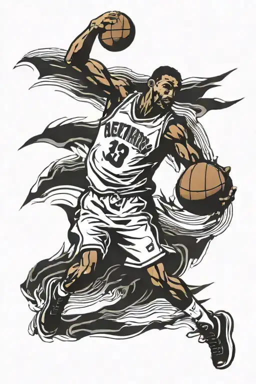 retired basketball jersey tattoo design idea